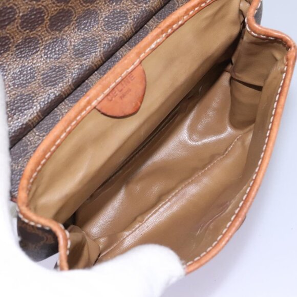 CELINE Macadam Canvas Shoulder Bag PVC Leather Brown - Picture 9 of 16